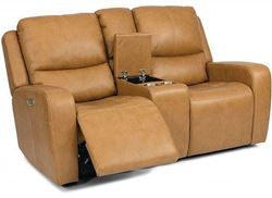 Reclining Leather Aiden Loveseat with Console & Power Headrest (1039-64PH) by Flexsteel furniture